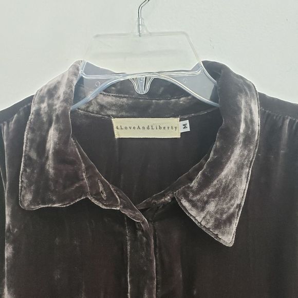 Johnny Was 4 Love And Liberty Lura Velvet Blouse in Brown Size Medium - Picture 3 of 14